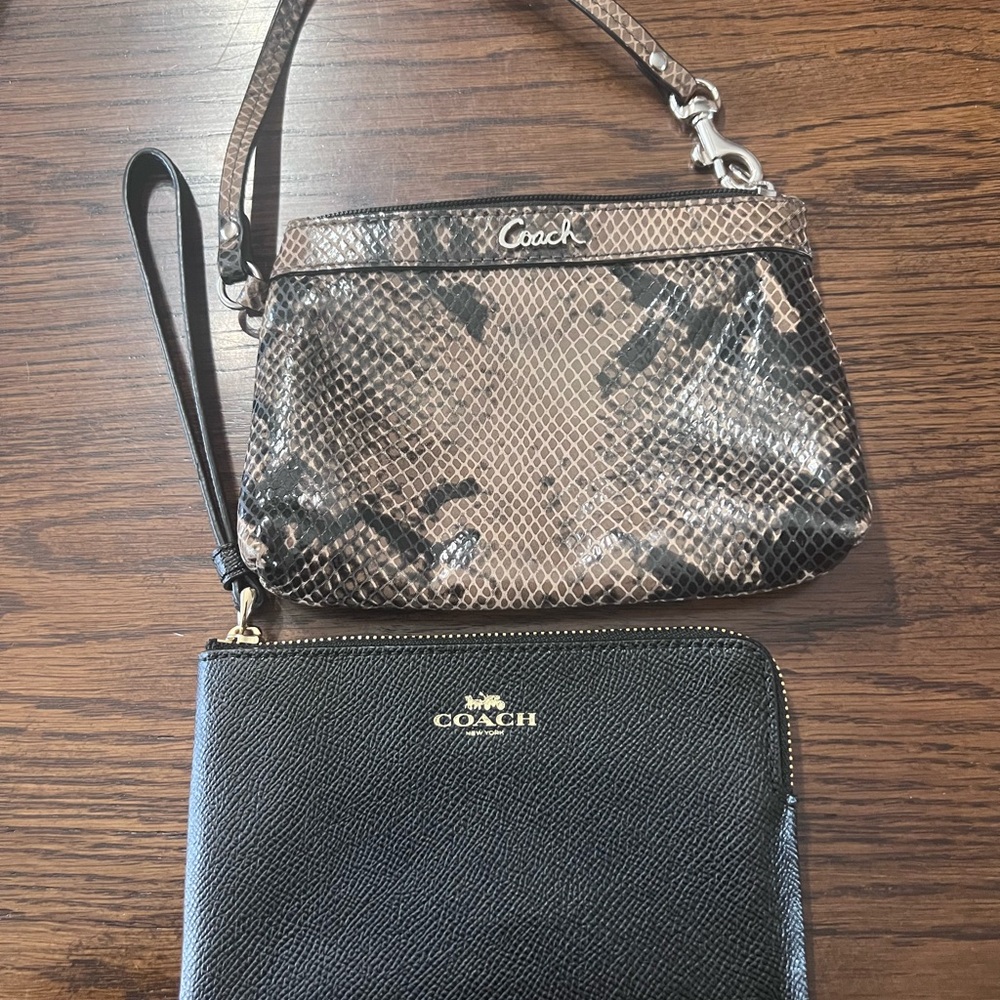 Coach bundle of 2 wristlets  Snakeskin and Black Clutch Set